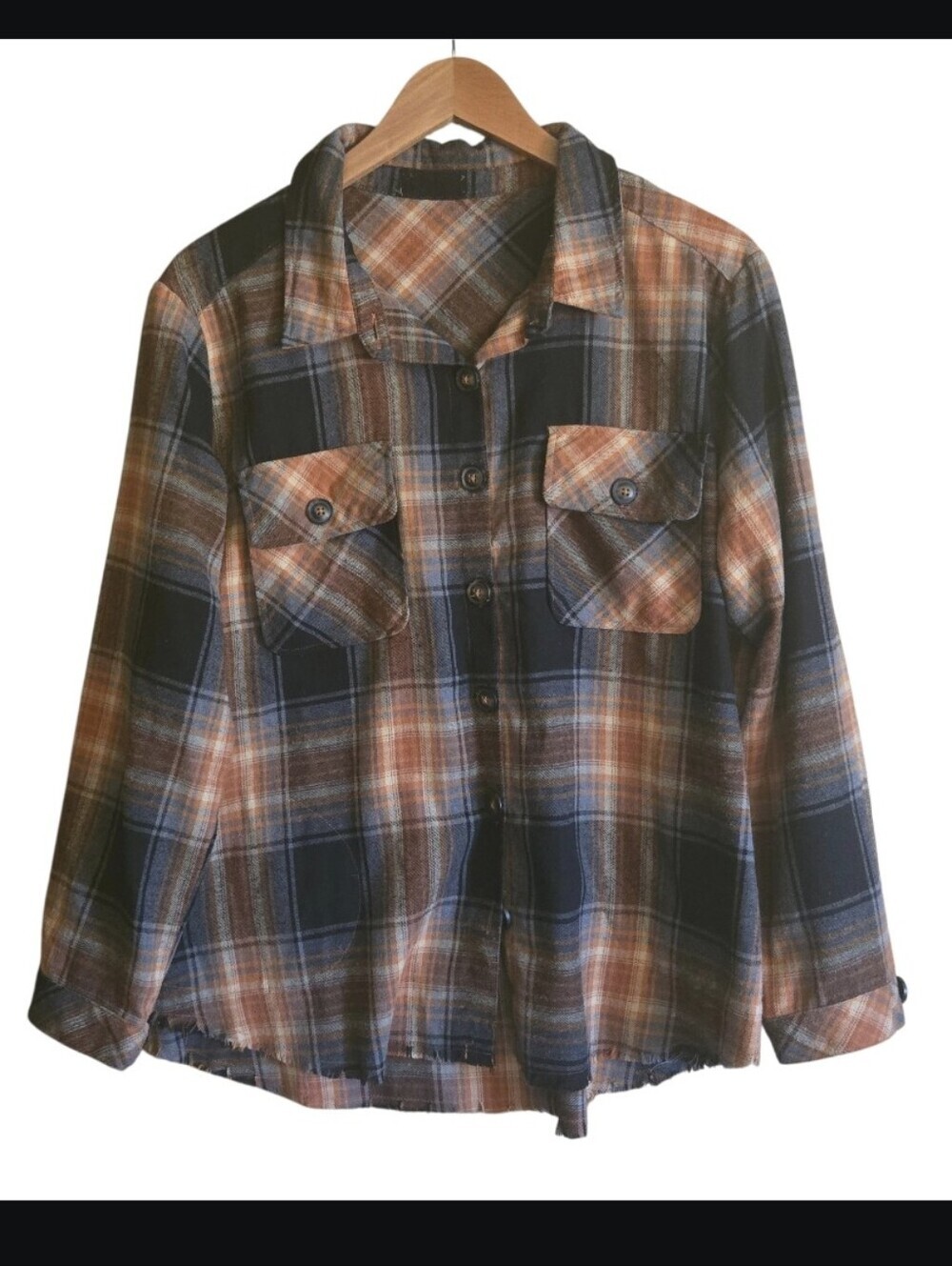 Democracy Plaid Flannel Buttoned Down Shirt - Picture 1 of 4